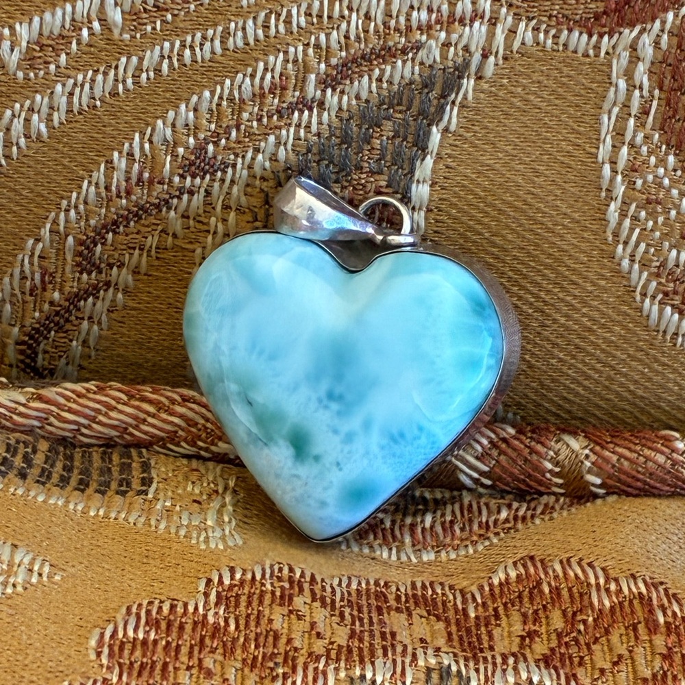 🩵 Larimar Heart-Shaped Blue Pendant RARE